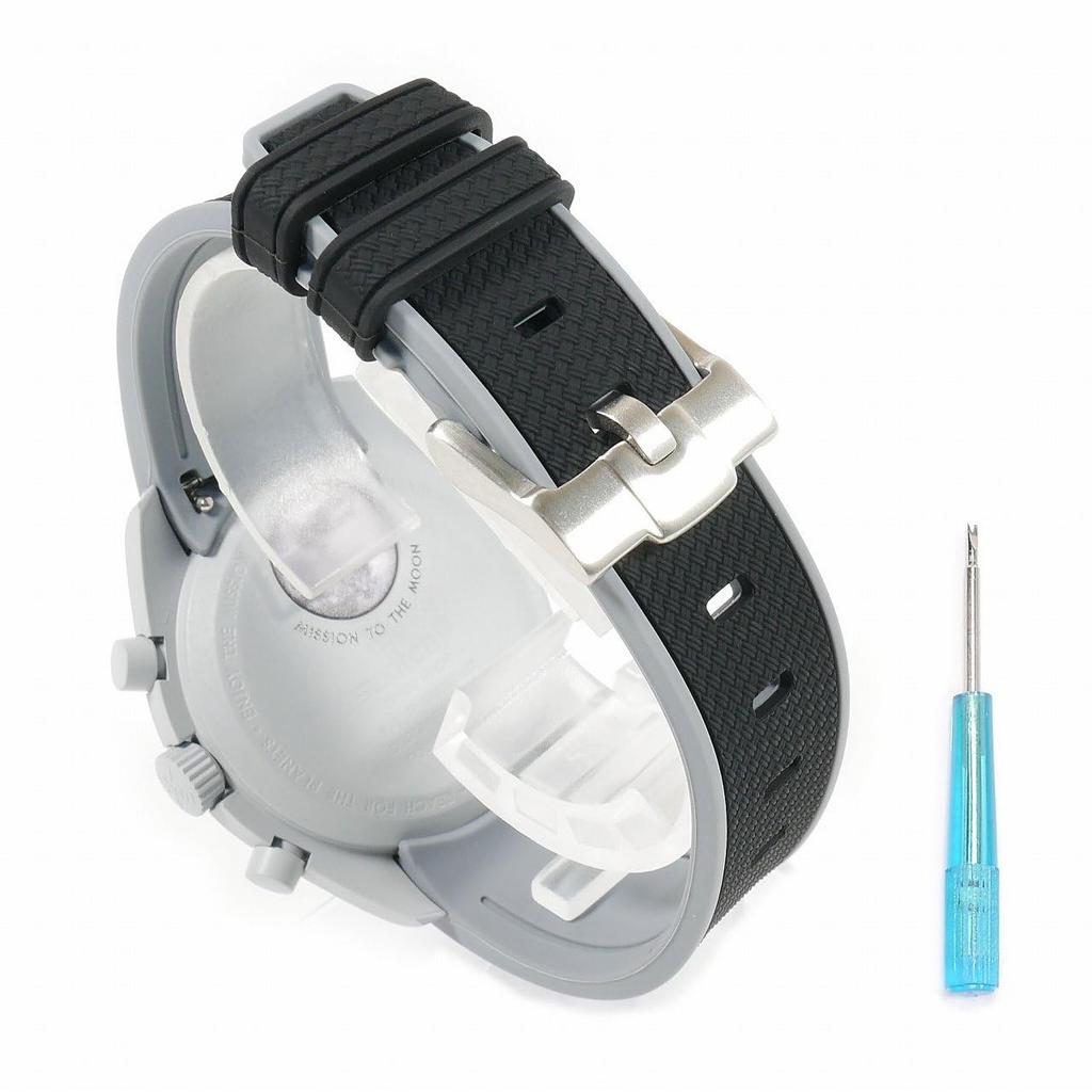 Swatch X OMEGA Exclusive Rubber Strap with Clicker Feature (Black & Gray/Moon)