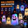 Halloween Witch Hat Ghost LED Hanging Lights Warm White Multicolor Flash Pendant Spooky Ghost Lamp for Yard Indoor Party Decor