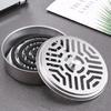 Stainless Steel Repellent Incense Plate Fireproof Mosquito Coil Tray with Cover Mosquito Spiral Holder Box Incense Burner Stand