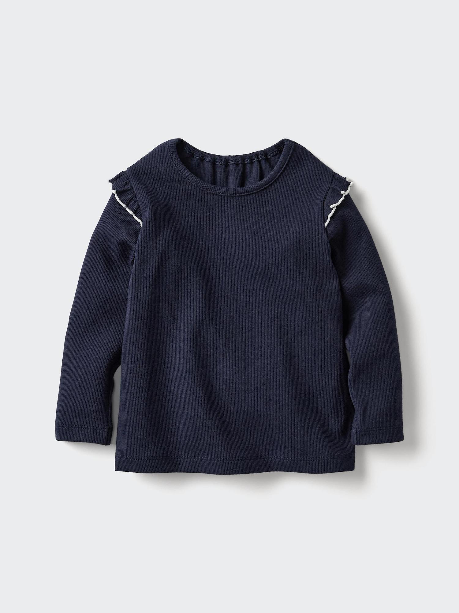 

Uniqlo BT с круглым вырезом и длинным рукавом с оборкой 68 BLUE/BABY 90