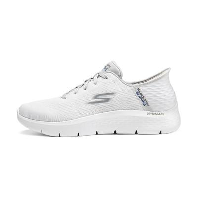 Go Walk Fle Sin Manos Slip-Ons Amortiguadores Caña Baja Zapatos Casuales para Hombre Blanco Gris