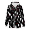 Ladies Fashion Casual Christmas Print Sweatshirt Autumn Winter Long Sleeve Cardigan Jacket With Pocket Zipper Hoodie Jacket