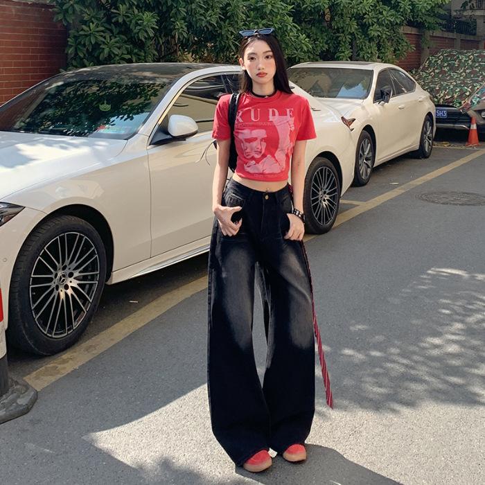 

Широкие джинсы в стиле ретро для женщин, весна, высокая талия, прямые, свободные, синие брюки в стиле ретро для женщин, весна, широкие джинсы для женщин, весна XL