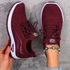 Women's Knit Sneakers with White Sole Breathable Low-Top Lace-Up Casual Shoes