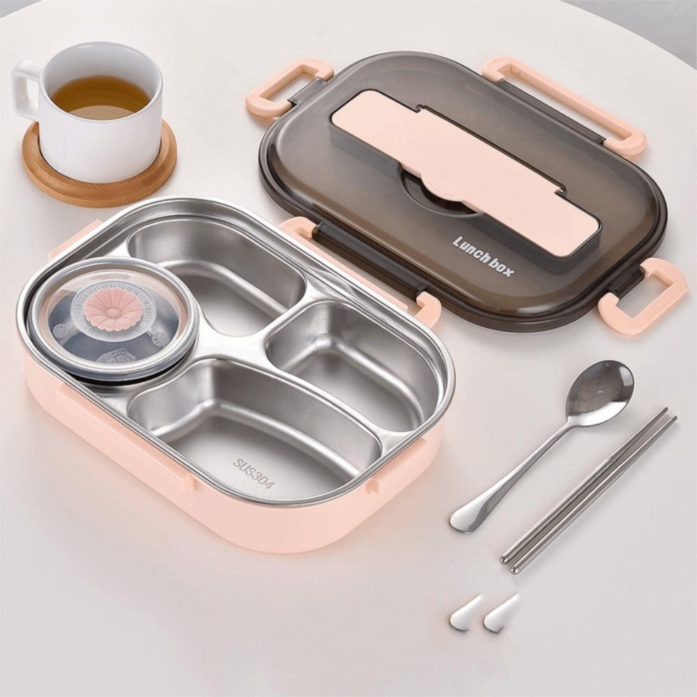 Stainless Steel Insulated Lunch Box Large Capacity Food Warmer Tableware  Office Workers