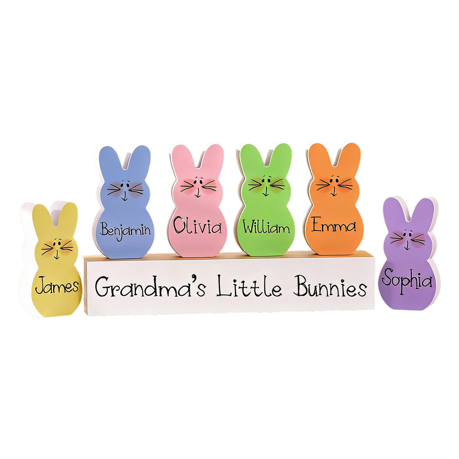 

Wooden Bunny Figurines Set Grandma s Little Bunnies Easter Decoration Creative Minimalist Home Furniture Ornament Display
