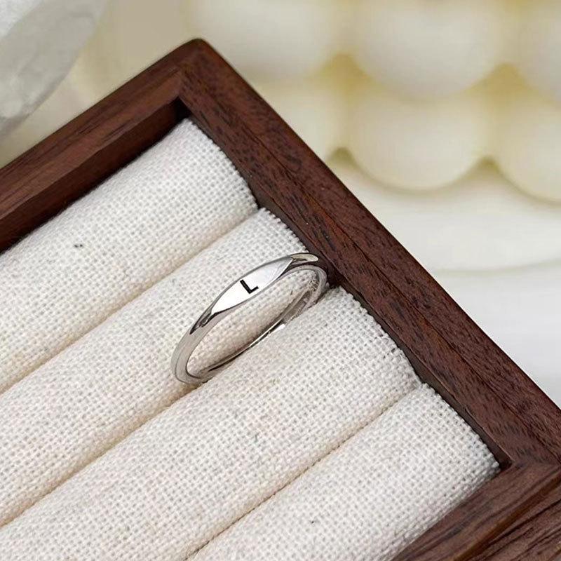 Silberner Koreanischer 26 Buchstaben A-Z Offener Ring Herren und Damen Ring Partnergeschenk Schmuck