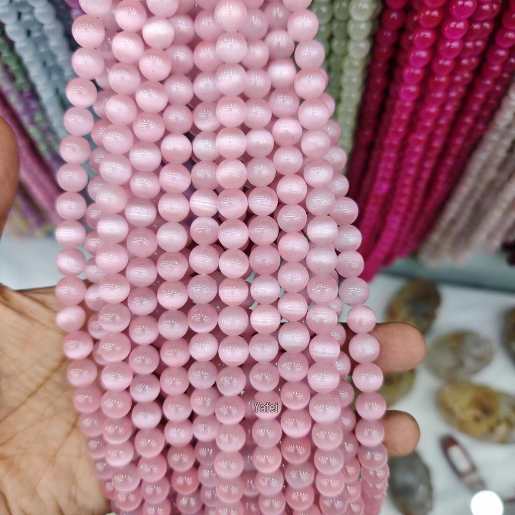 10mm Cat's Eye Stone Beads: Single, Double, Triple Color Options for DIY Jewelry Accessories.