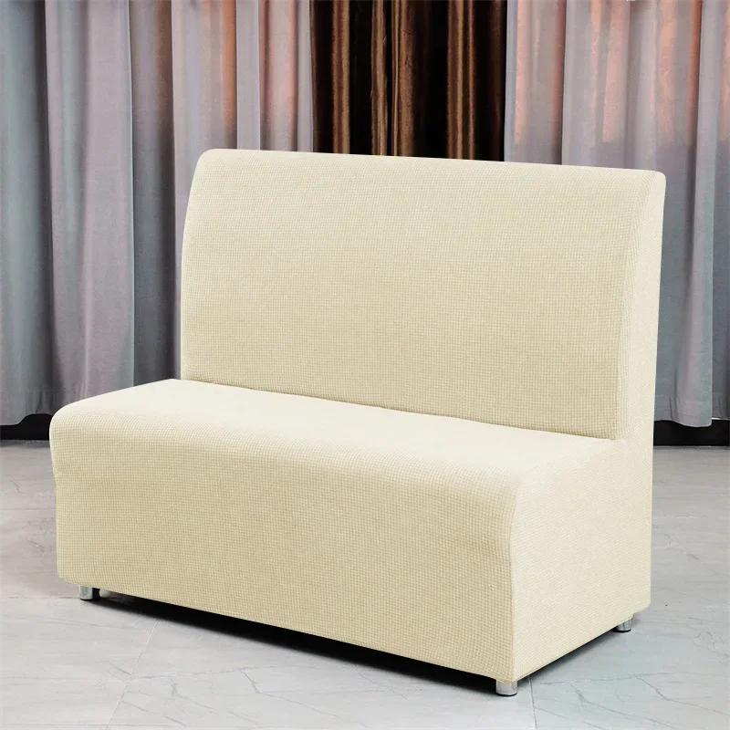 1PC Polar Fleece Armless Sofa Cover Elastic Restaurant Sofa Slipcover Solid Color Stretch Couch Cover for Bar Hotel Cafes Hotel