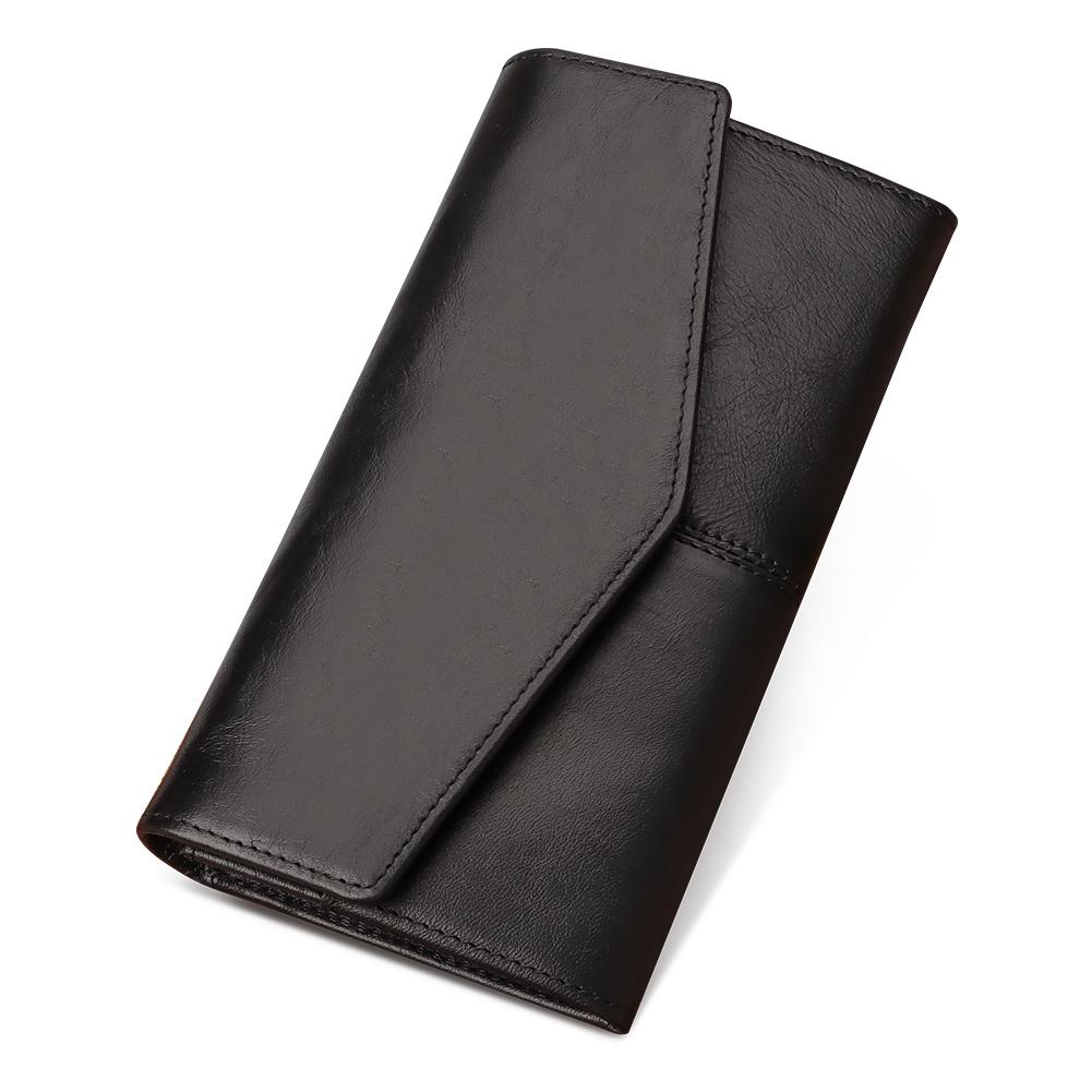 Genuine Leather Fashion Long Wallet For Women Ladies Wallet For Cards With Phone Case Female Purse Handy Clutch Luxury Designer