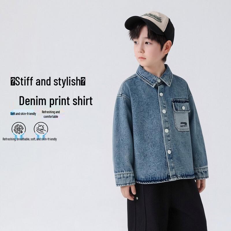 YOYO Fairy Tale Boys' Denim Long Sleeve Shirt Jacket