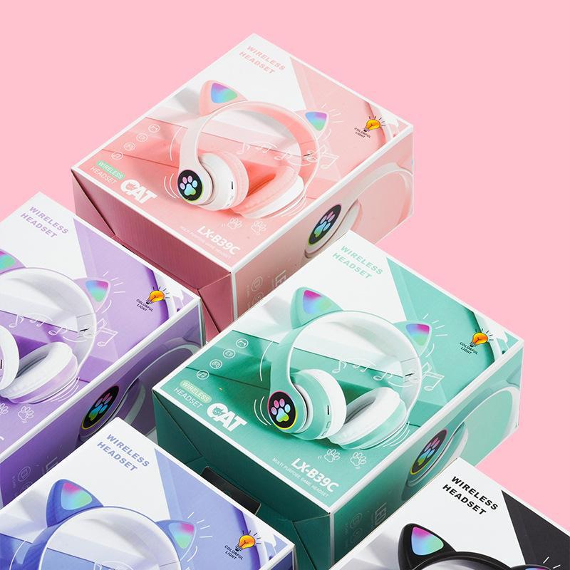 Cat Ear Bluetooth 5.0 Headphones: Wireless Sports Luminous Gaming Headset
