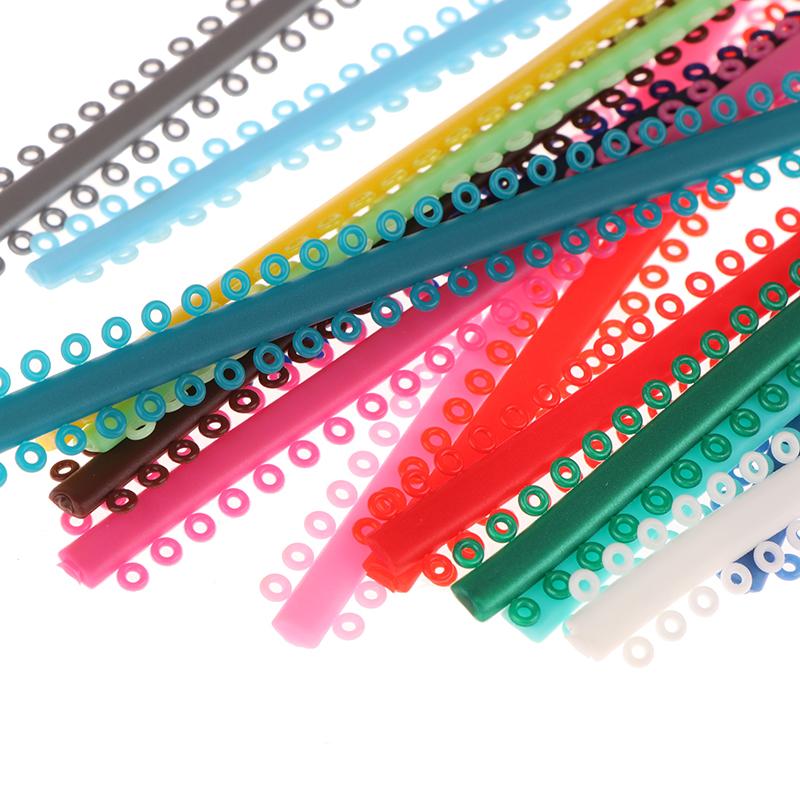 20 Stick Dental Elastic Ligature Ties Bands For Dentist Braces Multicolour Long-Style Dental Treatment Material