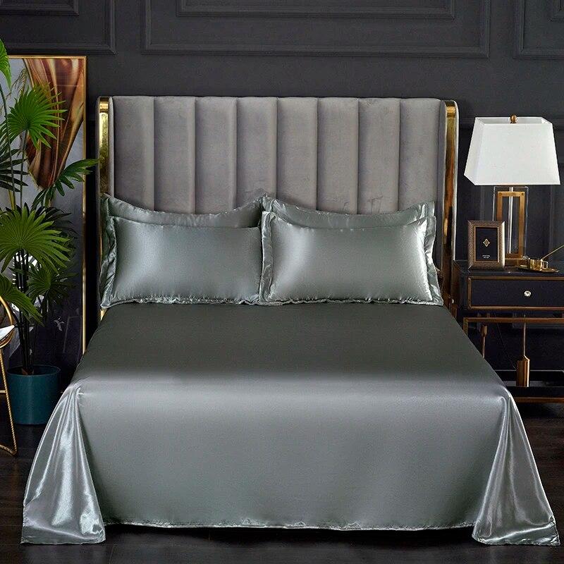 Fashionable Rayon Bed Sheets, Solid Color Single Double Bed And A Comfortable And Cool Mattress Cover 240x270cm /200x230cm.