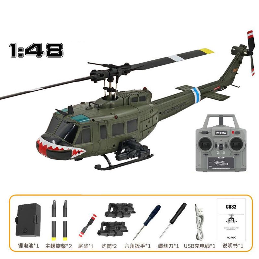 C032 UH-1 Brushless RTF RC Helicopter 6-axis Gyroscope One Click 3D Flip Optical Flow Positioning UH1 Helicopter Model Hobby Toy
