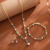 Elegant Pearl Rhinestone Flower Jewelry Set: Necklace, Earrings & Bracelet for Weddings & Banquets