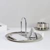 Snack Storage Plate Multifunctional With Handle Desktop Organizer Stainless Steel Home Decoration Finishing Tray Mini Ornaments