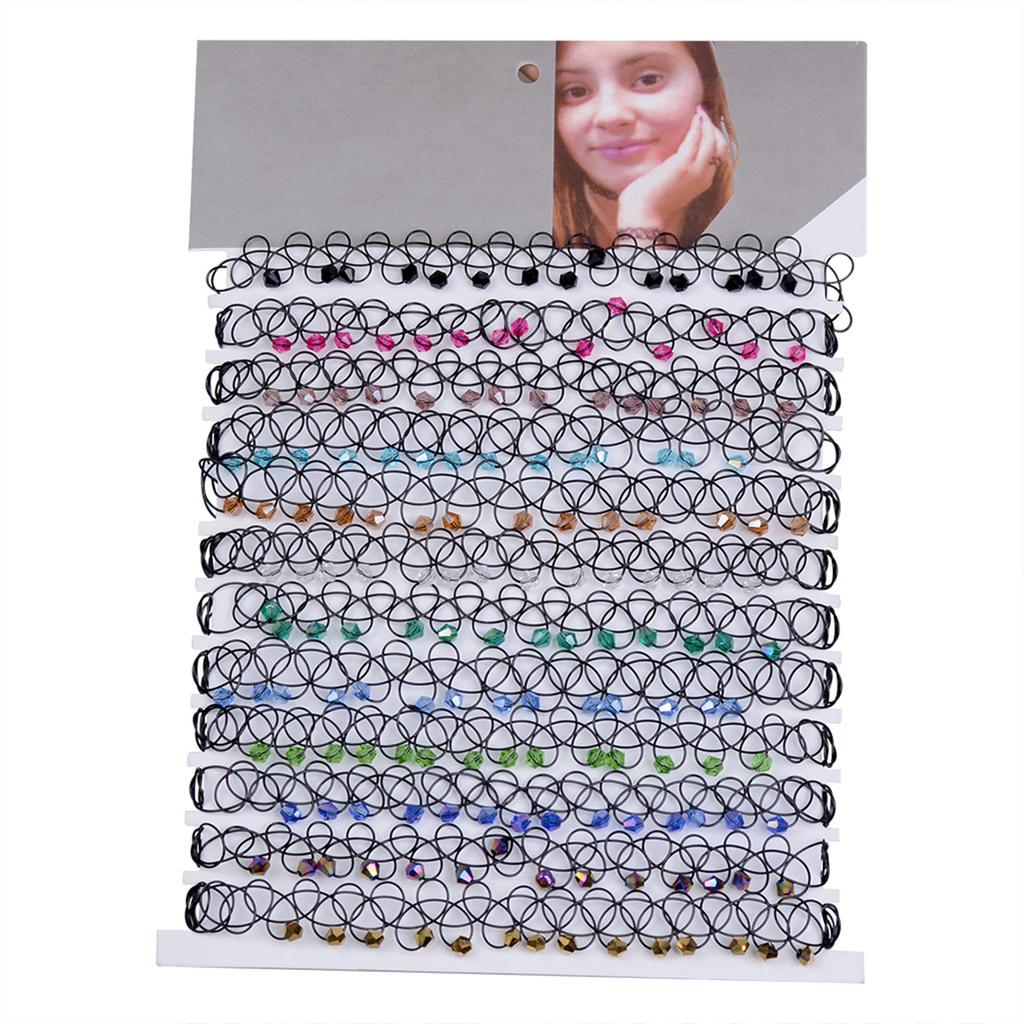 12pcs/lot Hot Sell Vintage Hippy Stretch Tattoo Choker Necklace Elastic Chocker Necklace Fishing Line Tattoo Colorful Necklace