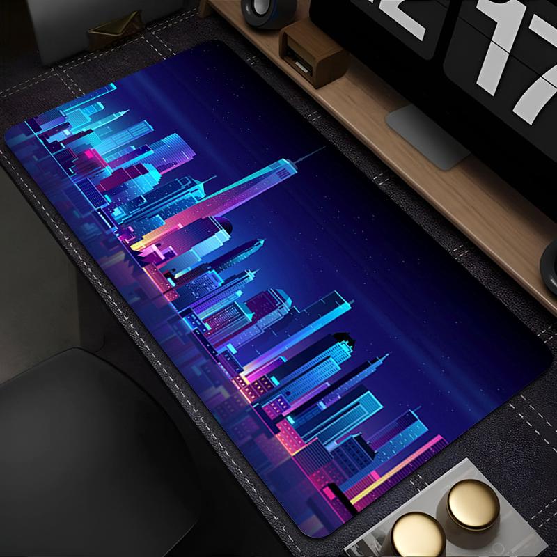 Gaming Extended Mouse Pad Gamer Pc Computer Purple Anime Keyboard Pad Neon Night City Desk Mat Offices Interior Accessories Rug