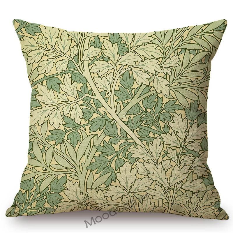 William Morris Floral Green Plant Flower Harmony Home Art Decorative Throw Pillow Case Sofa Cotton Linen Cushion Cover Case