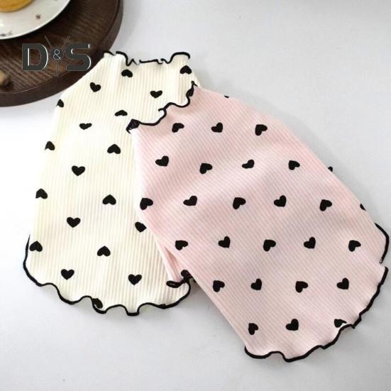 Haine pentru câini pentru câini de talie mică, mijlocie, pisici, vară, toamnă, cu imprimeu inimă, cămașă pentru cățeluș, mânecă lungă extensibilă, ținute pentru animale de companie pentru chihuahua schnauzer