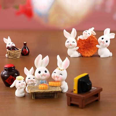 2Pcs/Set Rabbit Ornament Anti-fade Decorate Lightweight Mini Lovely Animal Ornaments for Bedroom