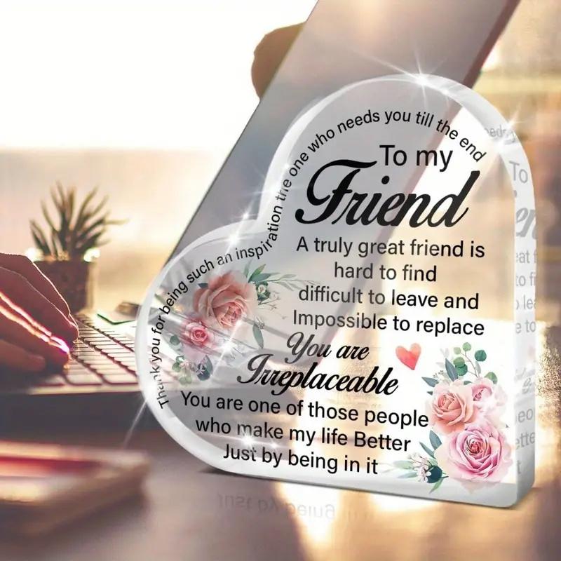 2D Flat Acrylic Heart-Shaped Keepsake Desk Decor Plaque, Floral Design, Suitable for Wall Decoration, Porch, Room, Villa, Accents Home, Hallway, or Wo