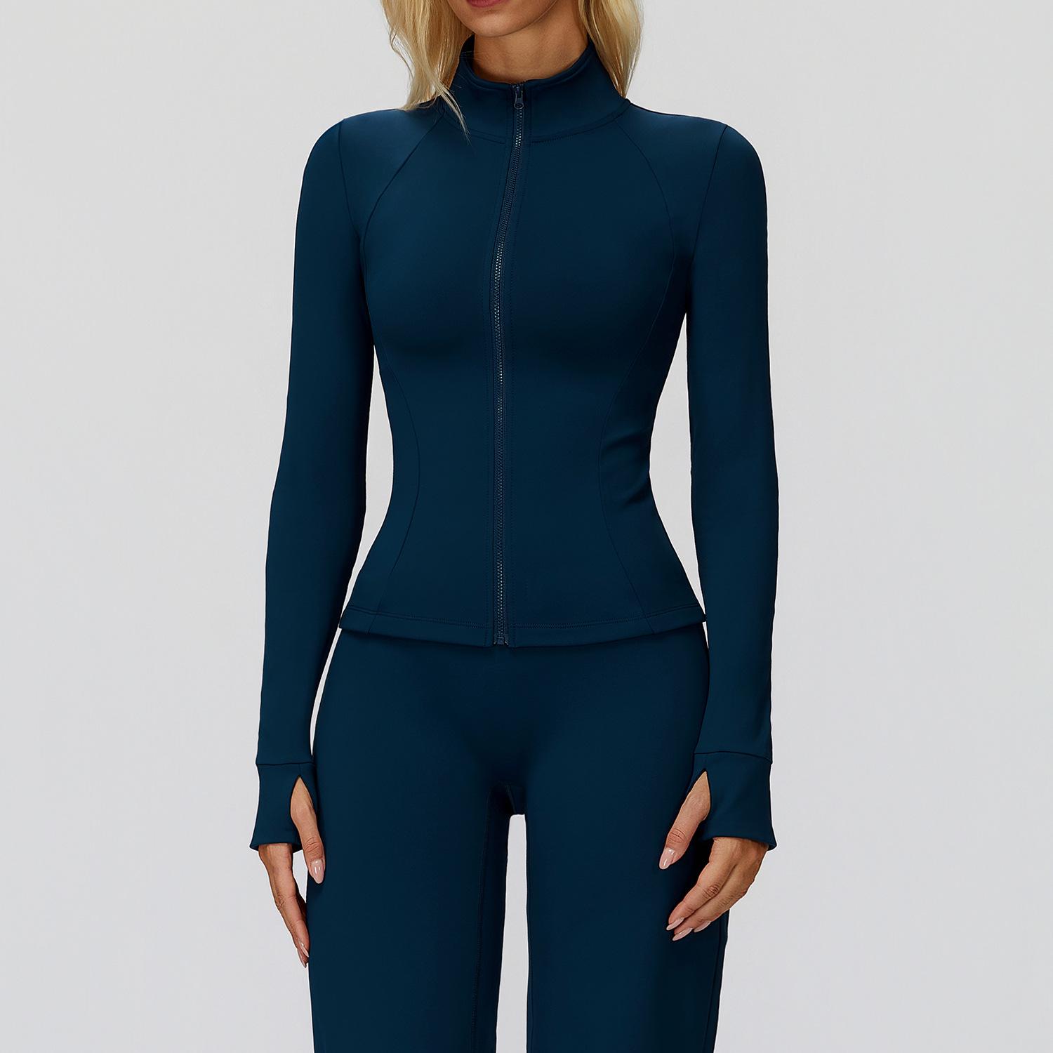 Windproof Velvet-Lined Stand Collar Jacket for Autumn/Winter Fitness L