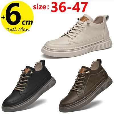 Herren Booster Sneaker Klobige Schuhe mit Absatzerhöhung Einlegesohle für 6 cm Höhenzunahme Herren Lift Hoch Leder Frühling Herbst Übergröße 36-47
