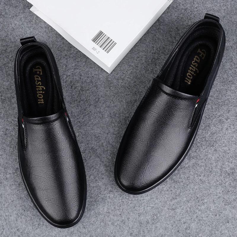 Fashion Gents Men's Shoes Genuine Leather Handmade Dress Men's Shoes Round Toe Italian Casual Cow Leather Loafers Dress Shoes for Man