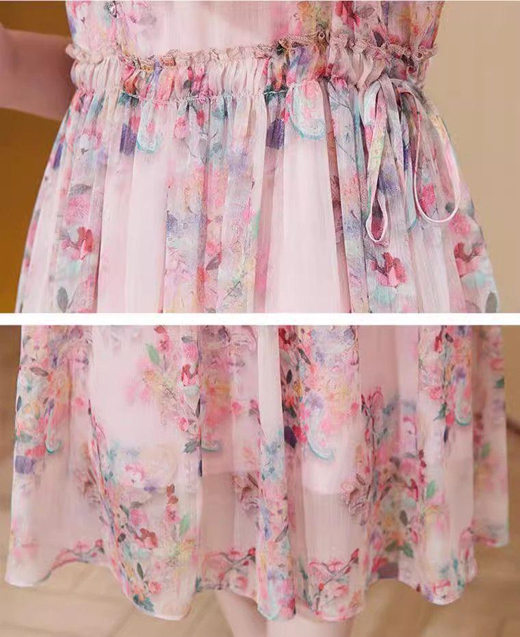 Elegant Wide-Waisted Floral Dress for Women - Slimming Summer 2026 Tummy-Concealing Skirt