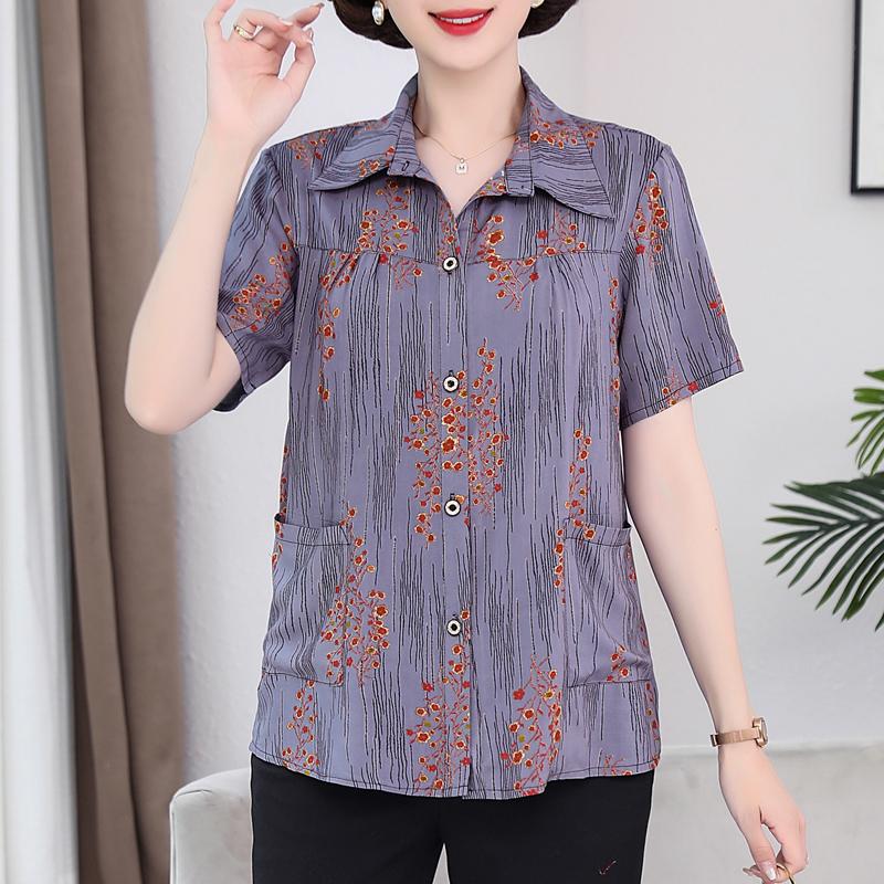 Summer Plus Size Shirts Women's Elegant Short Sleeve Summer Ladies Tops