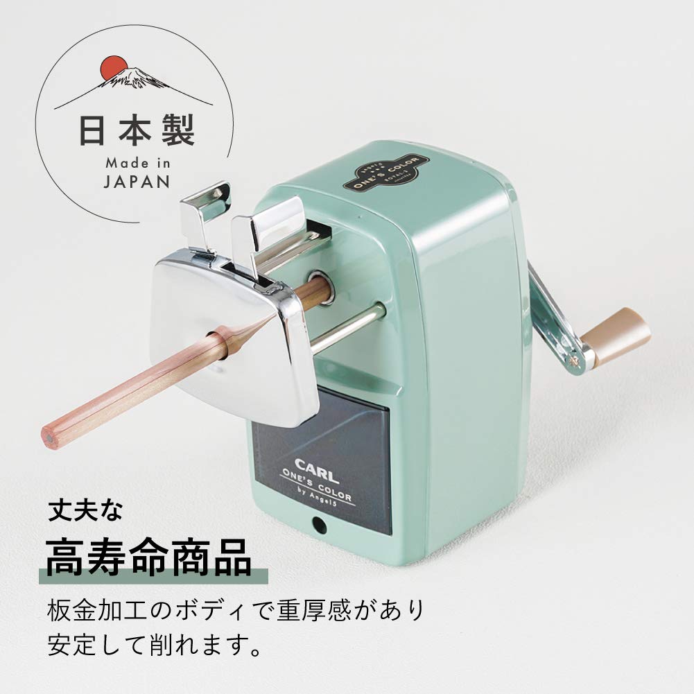 Carl Office Pencil Sharpener Angel 5 Royal 3 Made in Japan with Stepless Lead Adjustment Light Green A5RY3N-U