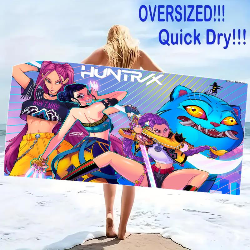 HUNTRIX Print Beach Towel, Large Soft Quick Dry Towel for Beach Camping Swimming