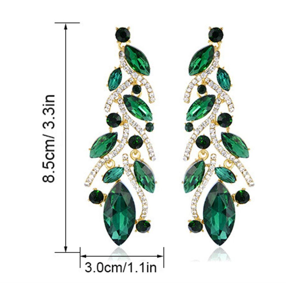 Shining  Earrings Exquisite Crystal Jewelry Wedding Party Leaf Rhinestone Earrings  Banquet