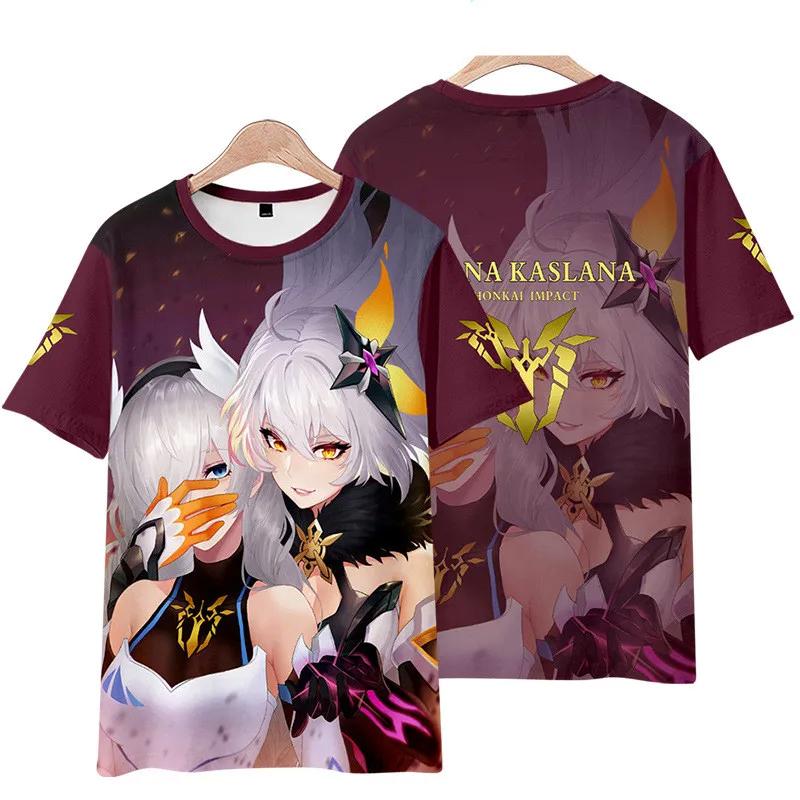 

Футболка Honkai Impact 3 Seele Vollerei с 3D-принтом, летняя мода, с круглым вырезом и коротким рукавом, уличная одежда в стиле аниме, унисекс 6XL серый