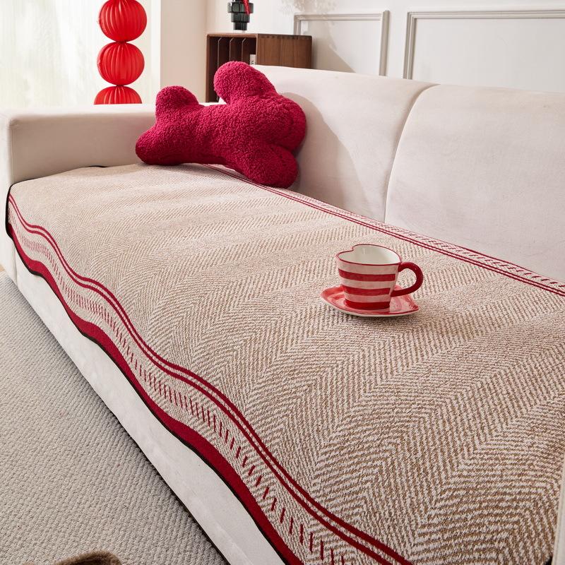 Premium Leather Sofa Cushion Autumn And Winter  New Plush One-Piece Straight Non-Slip Seat Cushion Sofa Cover