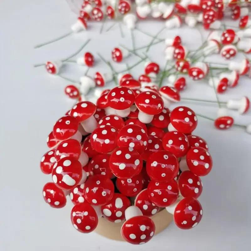 Artificial Mini Mushroom DIY Craft Garden Ornament Artificial Foam Potted Plants Decor Red Mushroom Micro Landscape Pots Decor