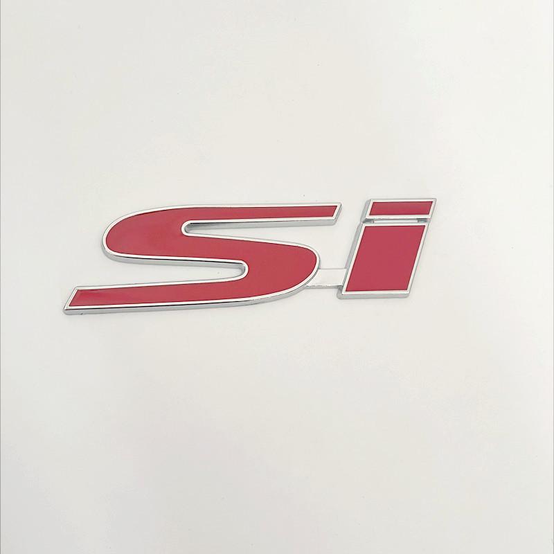 3D Metal SI Logo Rear Trunk Front Grille Auto Badge Chrome Sticker Car Emblem Badge Accessorie For Civic Accord Automobile