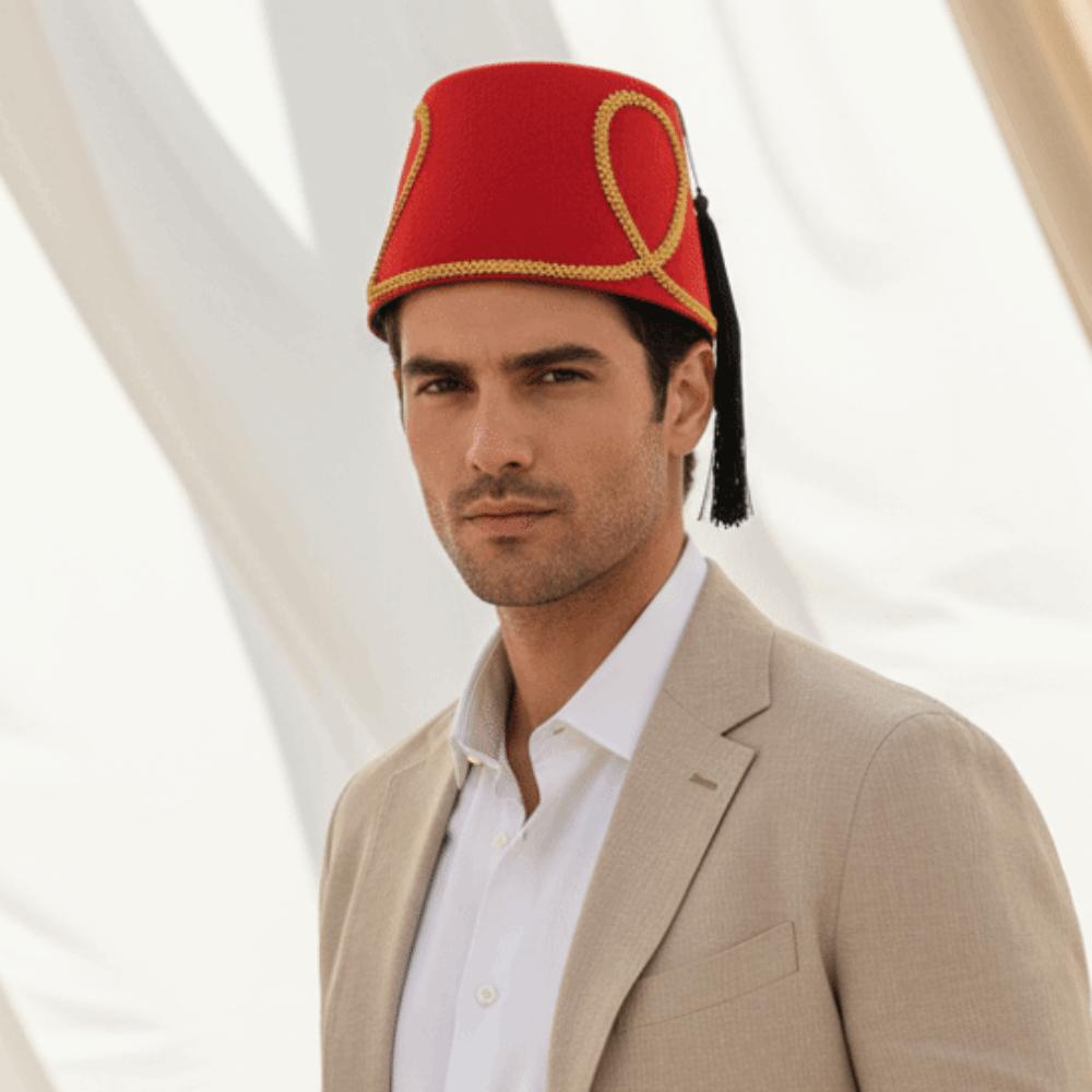 Schwarze Quasten Marokko Kappe Blattgold Dekoration Filz Partyhüte Türkischer Fez Hut Halloween Cosplay