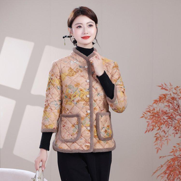 Mom's Plus Velvet Vest: Warm Mid-Sleeve Cotton Jacket for Elderly Women