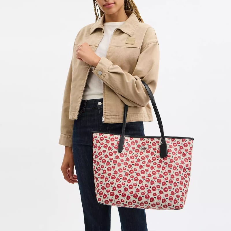 COACH City Printed Coated Canvas Tote Bag, Shopping Bag, Shoulder Bag Large Women's Red CBI50-SVWGZ