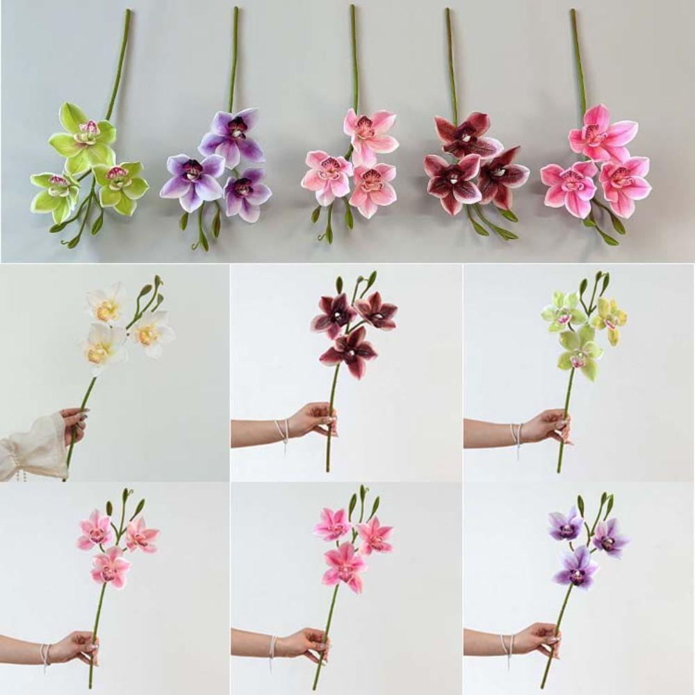 3 Heads Design Artificial Magnolia Flower Silk Material Artificial Flower Stem Tea Room Decor