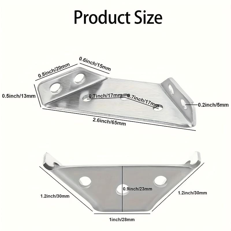 50pcs Set (10 Corner Brackets+40 Screws) Metal Corner Brackets with Screws -90 ° Angle Support, for Furniture and Wooden Frames