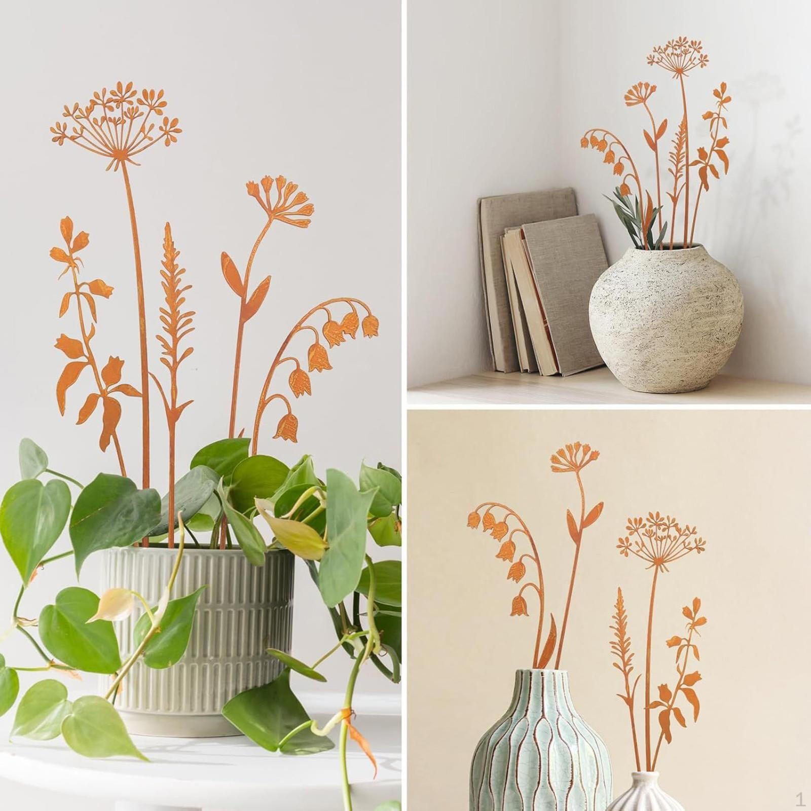 

5 Декоративных садовых колышков с металлическими цветочными узорами для использования на открытом воздухе Style A