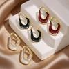 Premium Atmosphere French Retro Drip Glaze Twisted Oval Earrings Cold Wind Very Simple Stud Earrings