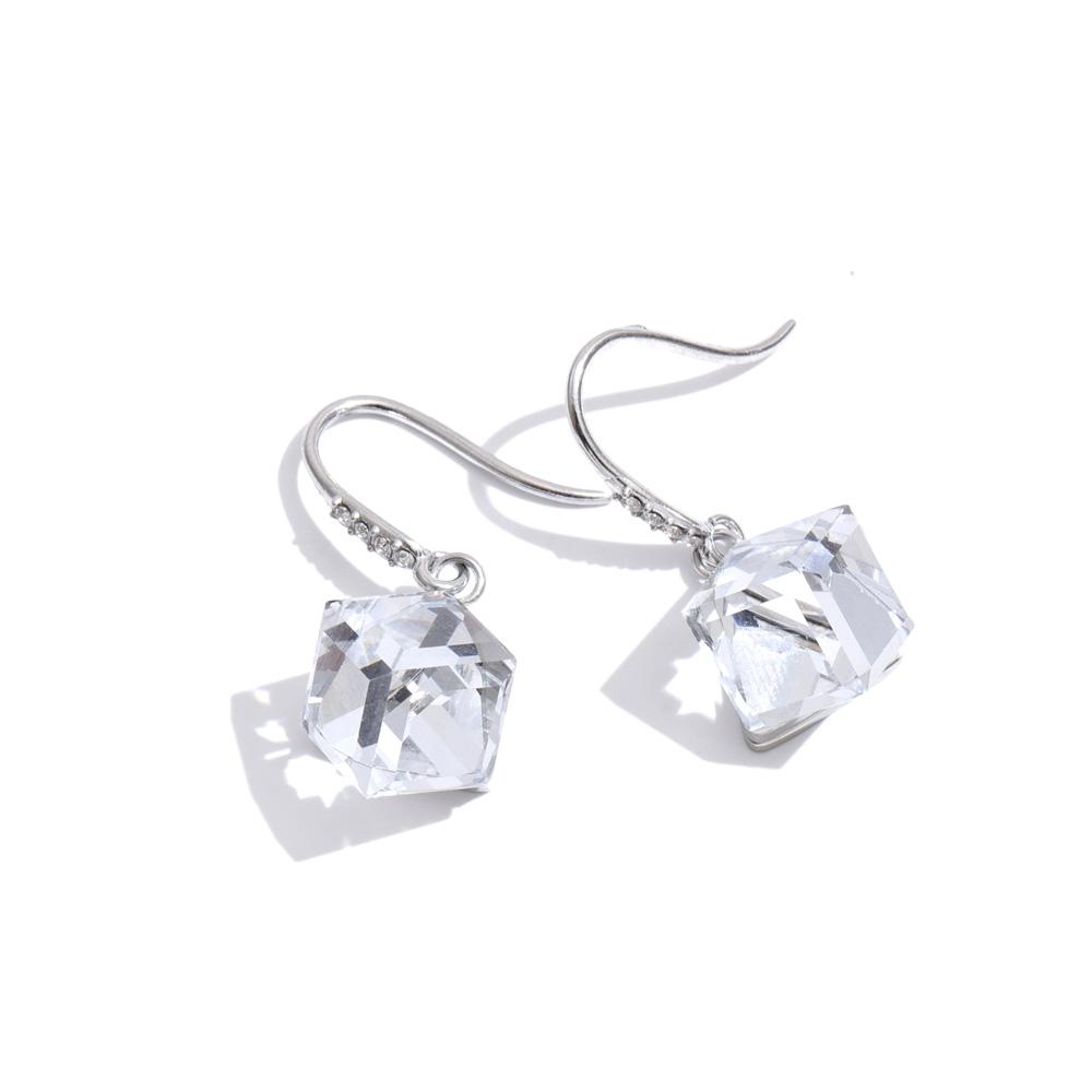 Yhpup Stainless Steel Waterproof Shiny K9 Crystal Square Drop Chic Earrings for Women High Quality Exquisite Daily Style Jewelry
