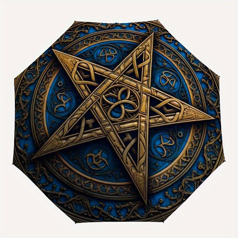 Blue Pentagram Wall Decor: Mystical Art for Your SpaceUmbrella, Portable 3-Fold Umbrella for Men & Women,Christmas Gift ES191