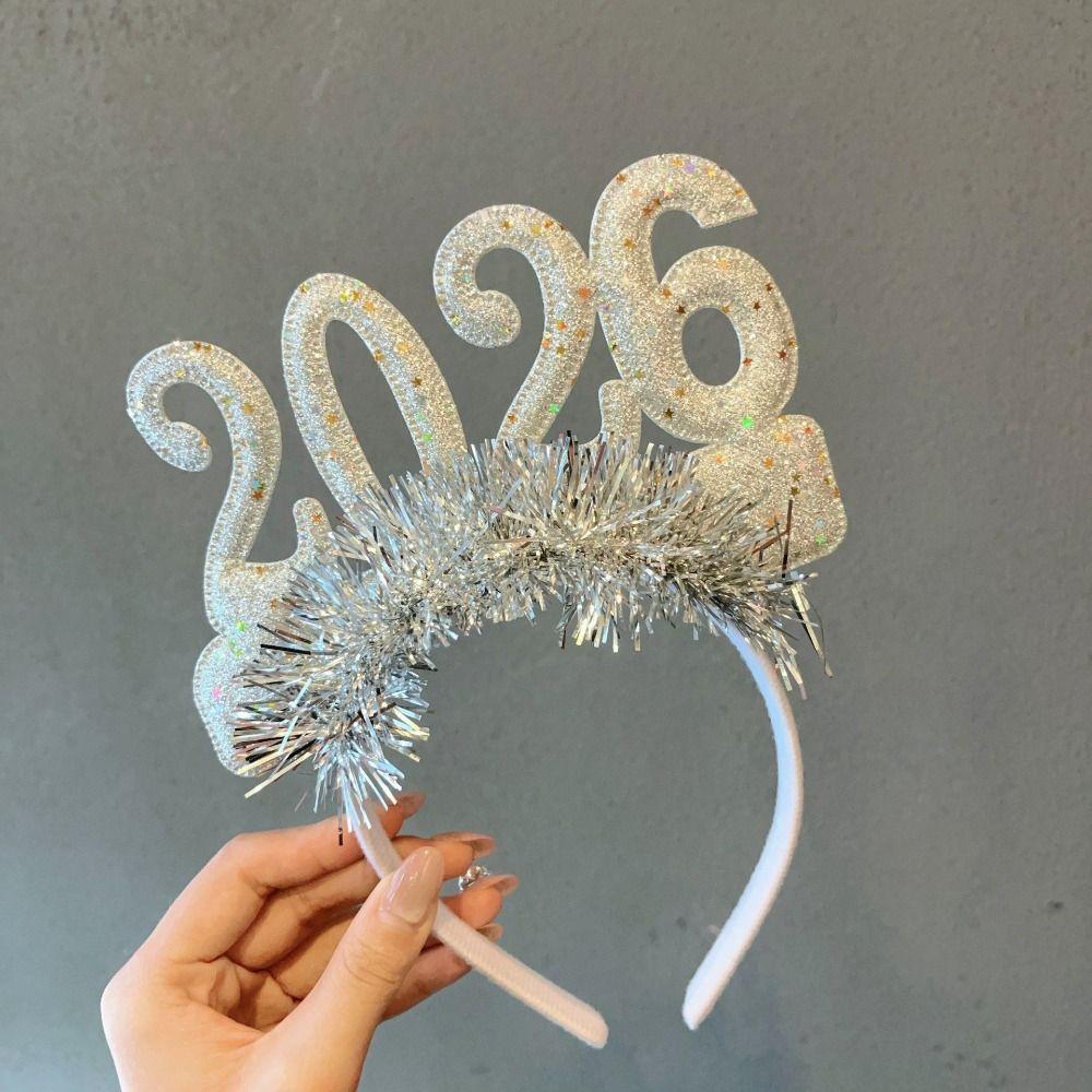 Sweet 2026 Happy New Year Headband Cute New Year Decorative Headdress Masquerade Party