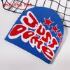 Knitted Hat Retro With Letter And Star Embroidery Design For Hip Hop Look Street